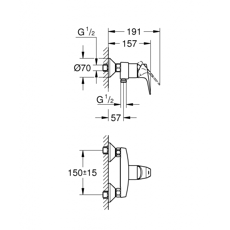 Смеситель для душа Grohe BauFlow с подключением шланга хром (23755000)