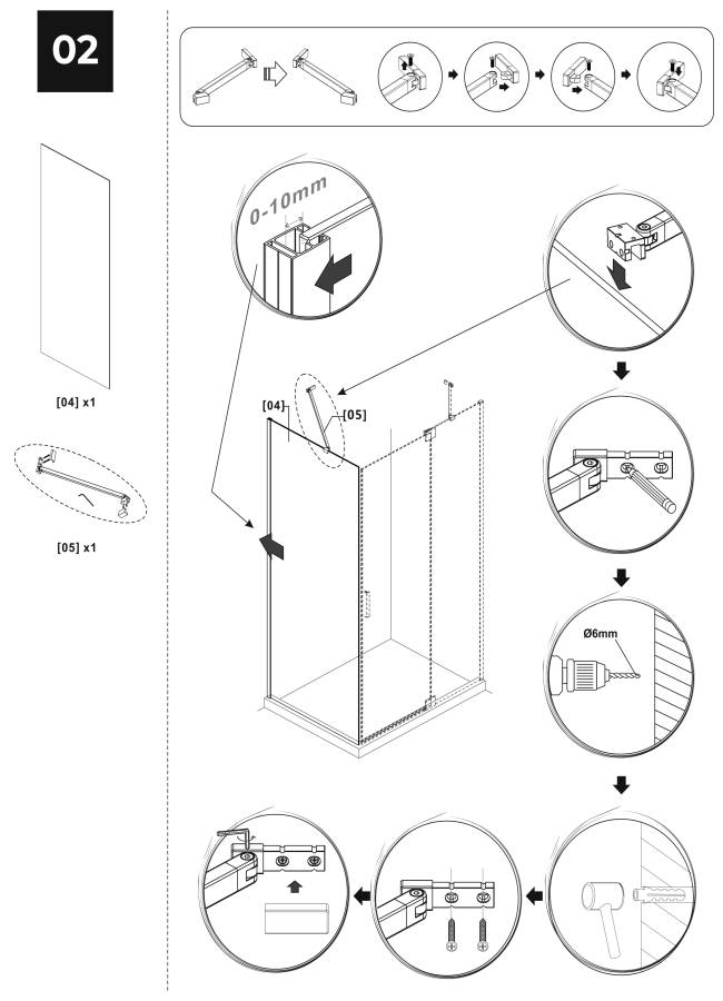 Боковая перегородка Creto Tenta 123-SP-800-C-CH-8 стекло прозрачное EASY CLEAN, профиль хром, 80х200 см