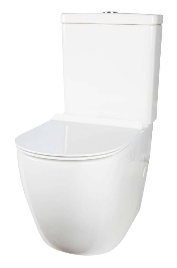 Чаша напольного унитаза безободковая Creto Logan L1 1001-004-WF с крышкой-сиденьем микролифт, белая