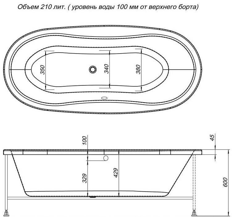 Акриловая ванна Aquanet Amelia 180x80