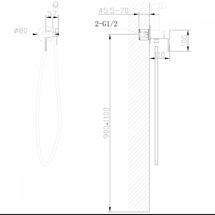Смеситель ABBER Wasser Kreis AF8125B с гигиеническим душем, черный матовый