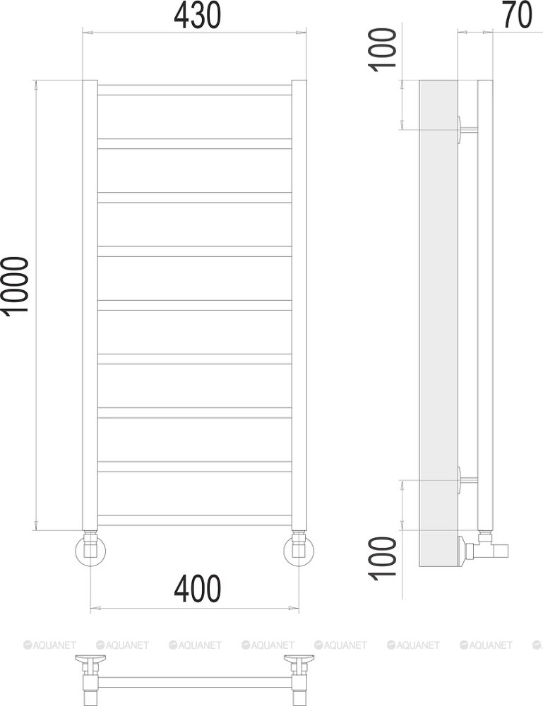 Полотенцесушитель Terminus Контур П9 400х1000