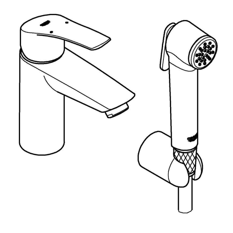 Смеситель Grohe Eurosmart 2021 с гигиеническим душем, 23124003