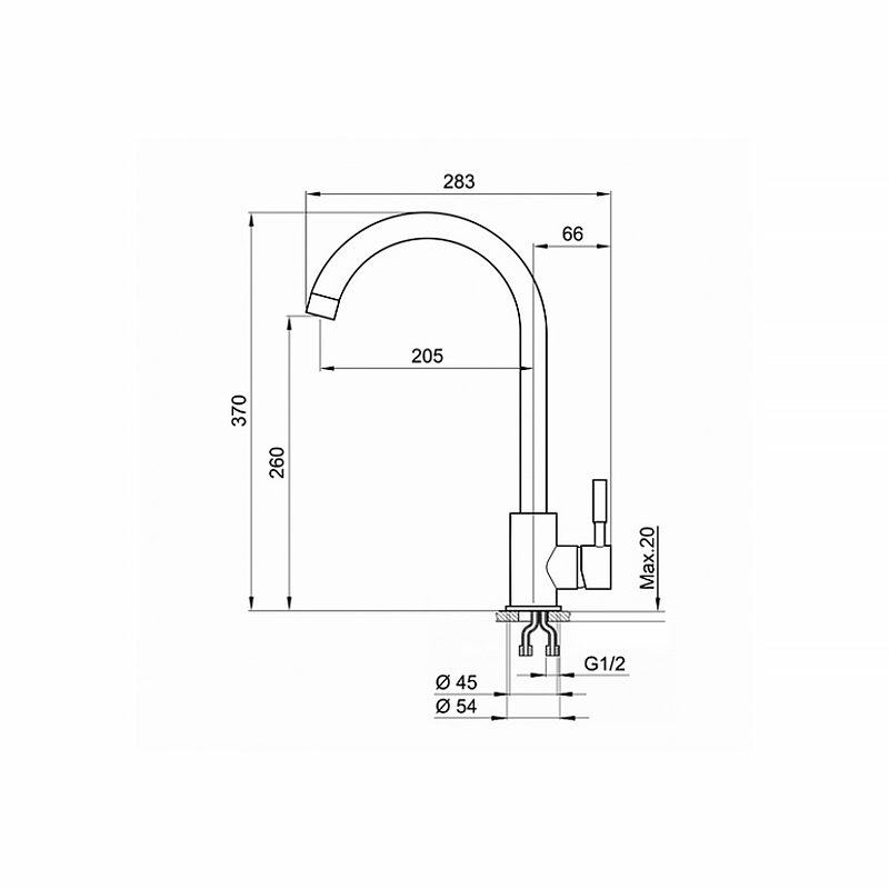 Смеситель для кухни Point PN3101W белый