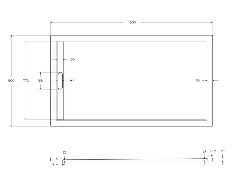 Поддон из искусственного мрамора CEZARES TRAY-AS-AH-160/80-30-W