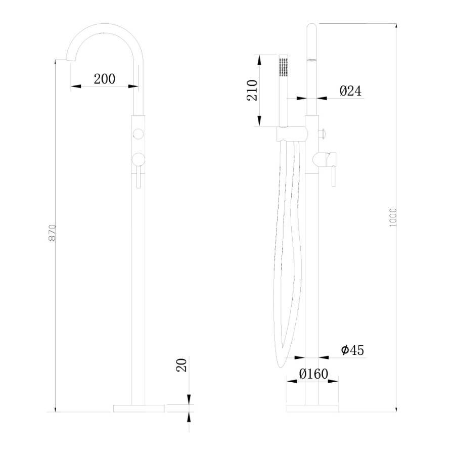 Смеситель ABBER Wasser Kreis AF8115NG напольный для ванны, никель