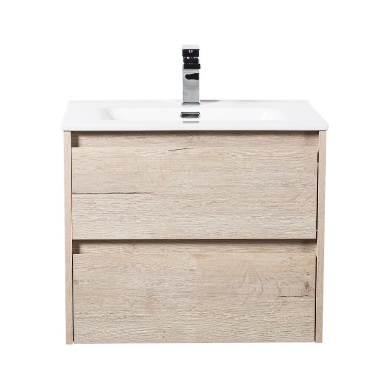 Тумба с раковиной подвесная BelBagno KRAFT 60 Rovere Nebrasca Nature, раковина белая