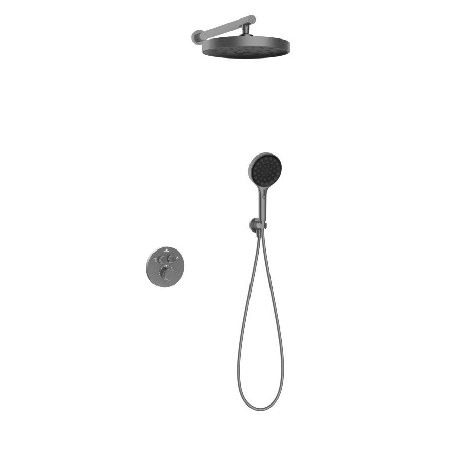 Душевой комплект Inspire VSFW-3I22MT2GM встраиваемый, термостат, двухрежимный, вороненая сталь