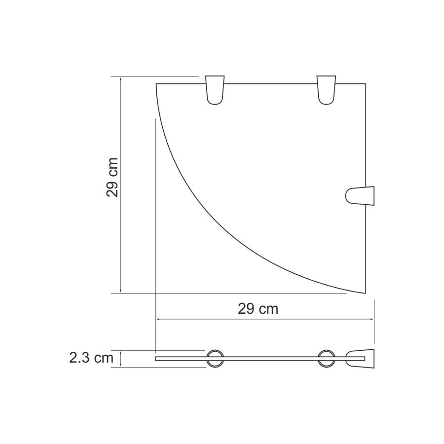 K-533BRUSHED GOLD Полка  стеклянная угловая