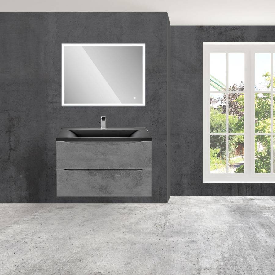 База под раковину Mia 750 подвесная, 2 выкатных ящика soft close, Beton