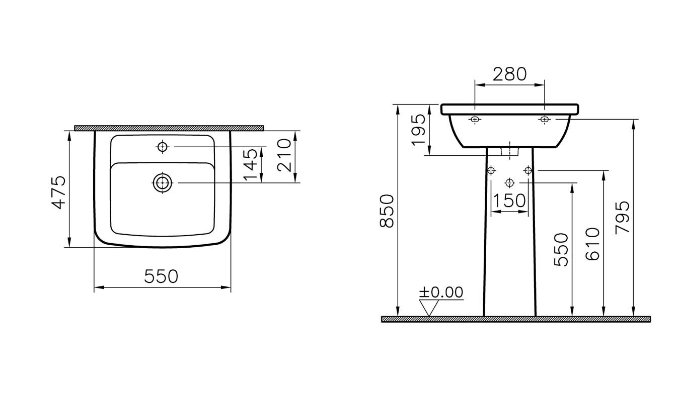 Комплект раковина 55 см Form 300 + пьедестал
