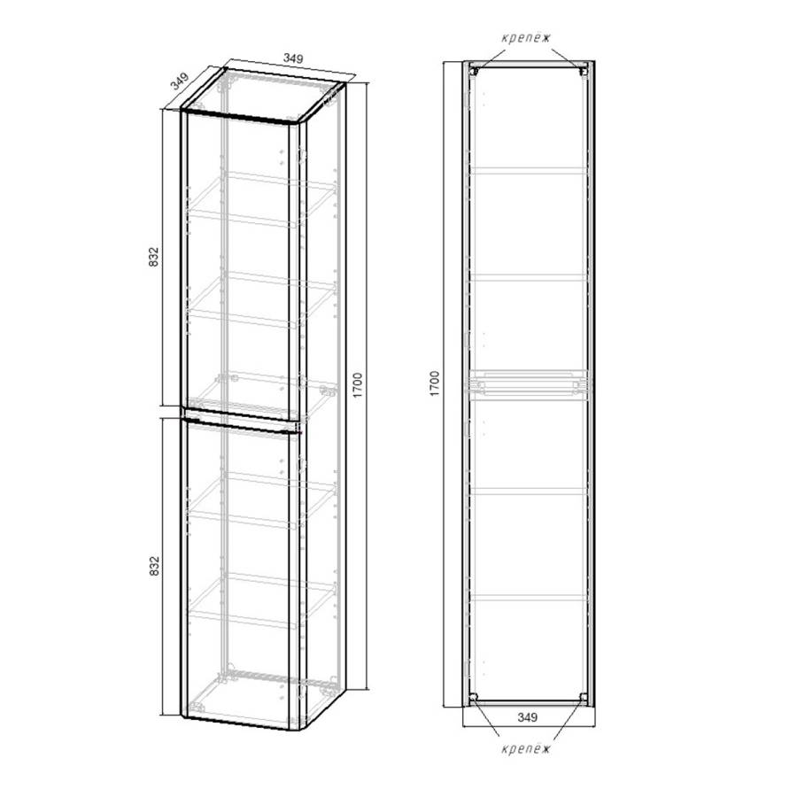 Шкаф Vico VSC-2V170RW подвесной, 1700*350*350, R.Wood