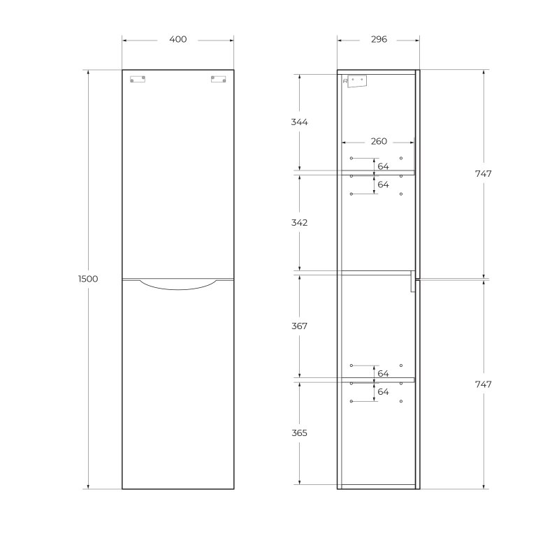 Шкаф подвесной BelBagno FLY-MARINO-1500-2A-SC-RW-P-R