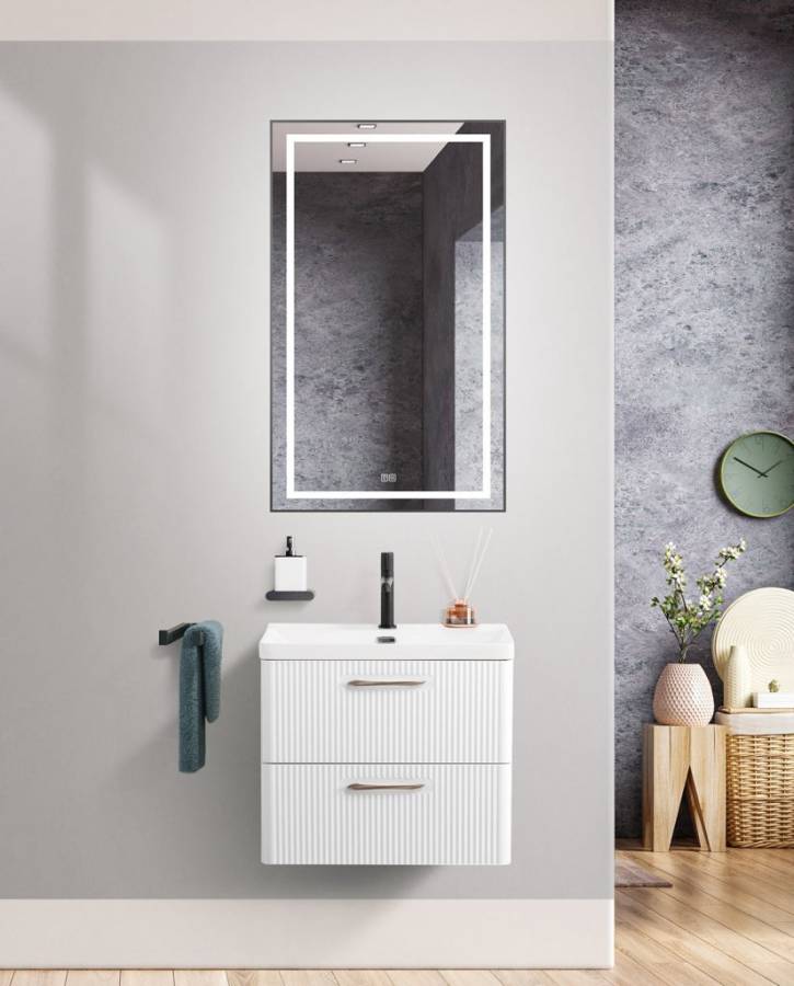 Тумба с раковиной подвесная BelBagno DUE 60 Bianco Lucido, раковина белая