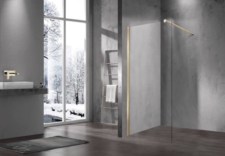 Душевая перегородка Walk-In VSW-1H700CLG, 700*2000, брашированное золото, стекло прозрачное