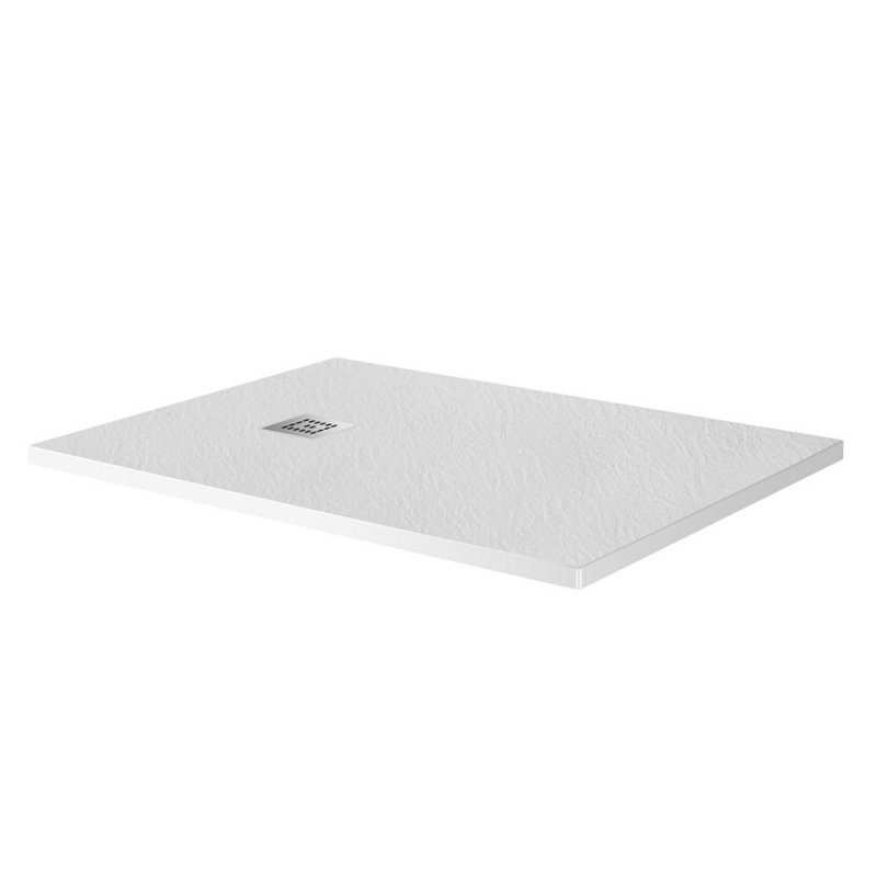 TRAY-MR-UNO-AH-180/80-35-W-CR Поддон из искусственного мрамора в комплекте с сифоном с декоративной накладкой (хром)