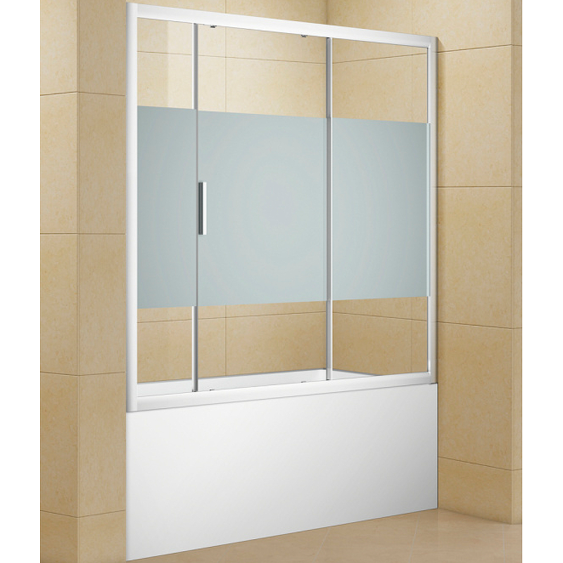 Шторка для ванны Aquanet Practic AE10-B-165H150U-CP 165, прозрачное стекло/шелкография