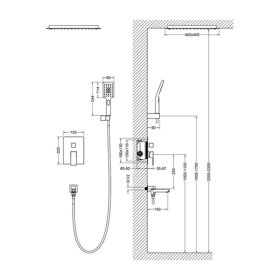 Душевая система Timo Selene SX-2039/00SM скрытого монтажа, хром
