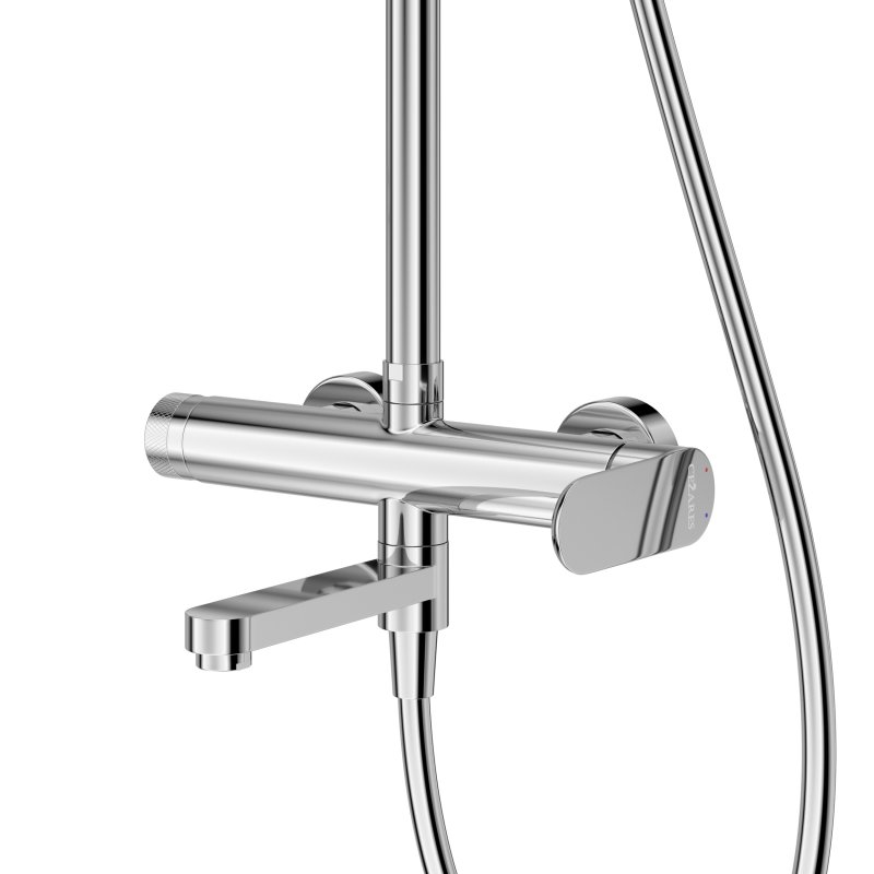 STYLUS-CVD-01 Душевая стойка со смесителем и изливом, хром