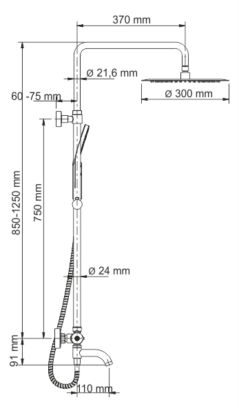 A28801 Thermo Душевой комплект с термостатическим смесителем Wasserkraft
