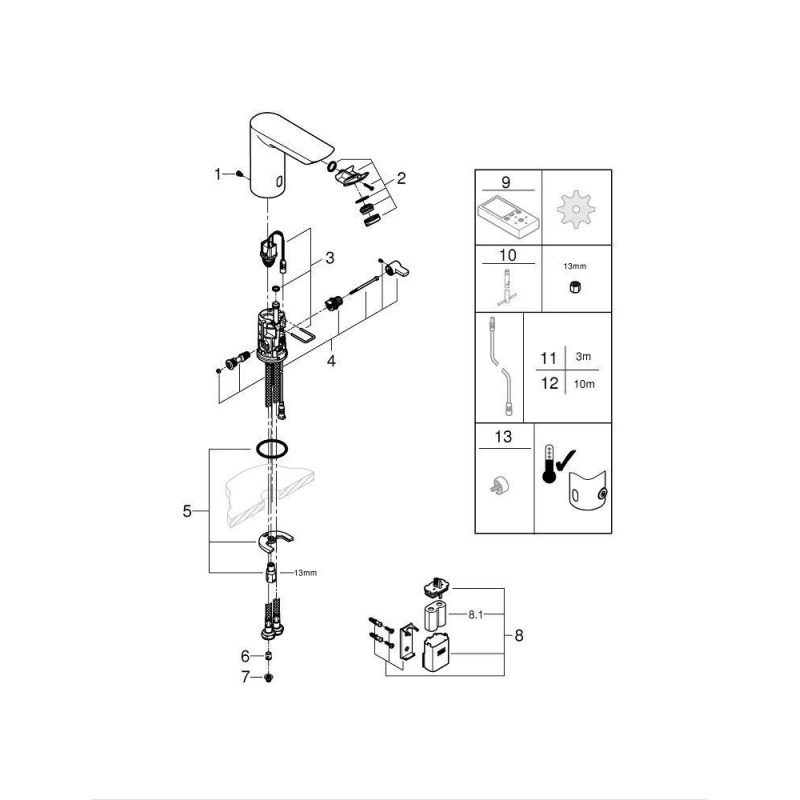 Смеситель для раковины Grohe Bau Cosmopolitan E электронный хром (36451000)