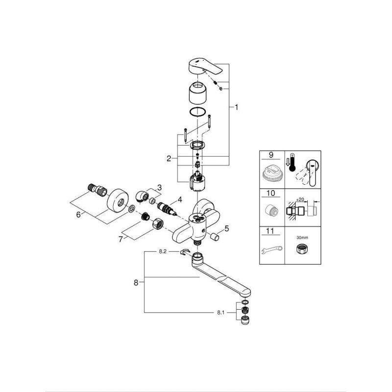 Смеситель Grohe Eurosmart 2021 для ванны и раковины, 23992003