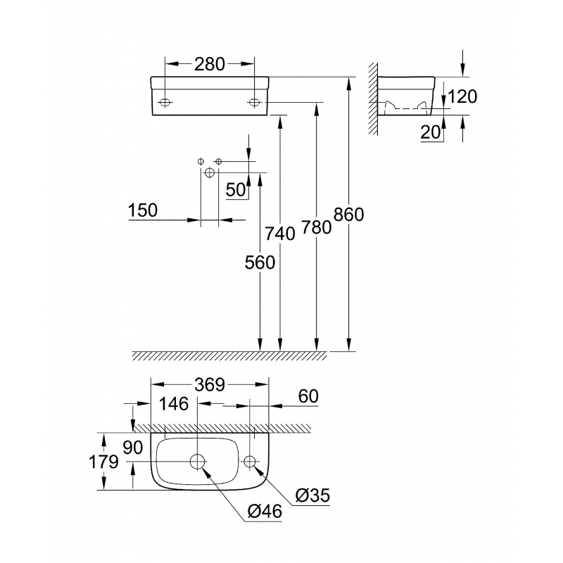 Раковина Grohe Euro Ceramic 37х18 39327000