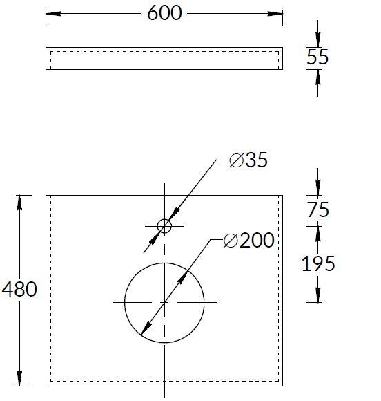 Столешница из керамогранита Про Чементо 60x48, коричневая матовая, CN60.DD507020R