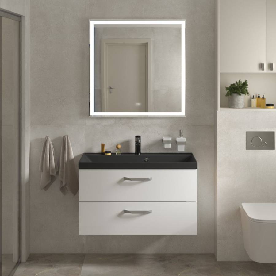 Тумба с раковиной подвесная  BelBagno AURORA 90 Rovere Tabacco, раковина белая