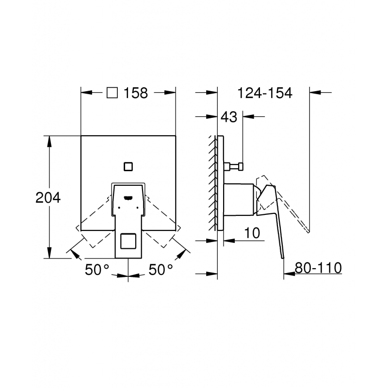 Смеситель однорычажный с переключателем на 2 положения, GROHE Eurocube, хром, (24062000)
