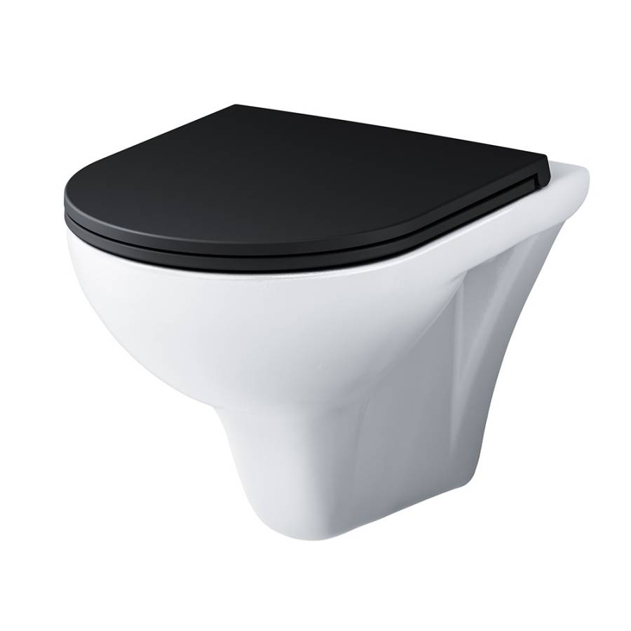 C901700SCmb Gem Унитаз подвесной FlashClean с черным матовым сиденьем микролифт