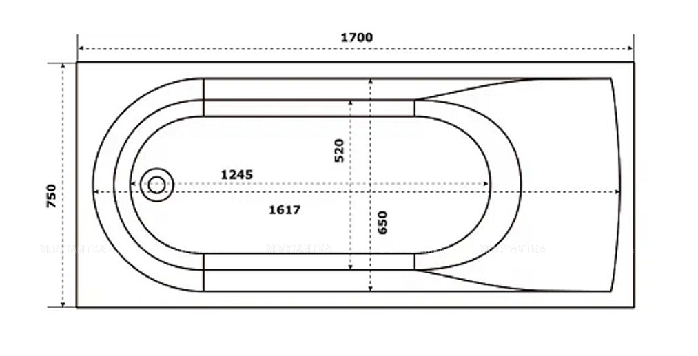 Ванна из литьевого мрамора Creto Present 170x75 см 21-1111