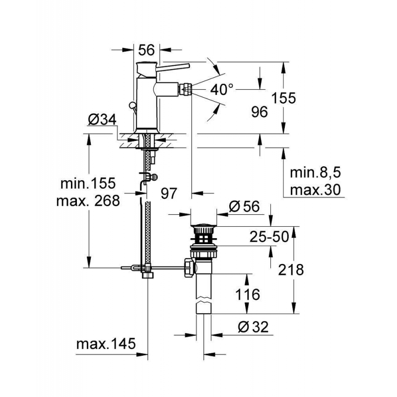 Смеситель для биде Grohe BauClassic 32864000 хром