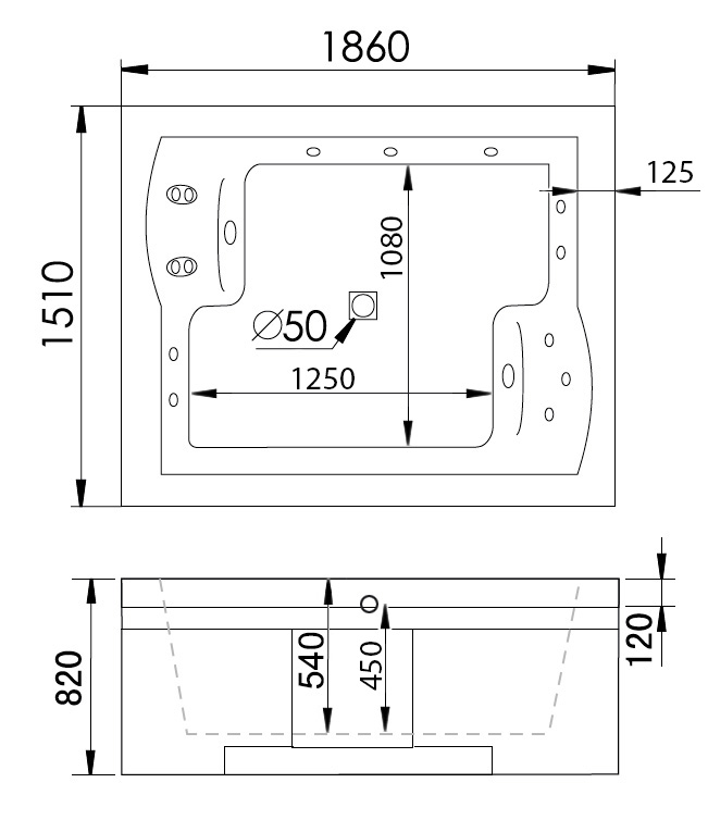 Акриловая ванна Gemy G9052 II K R