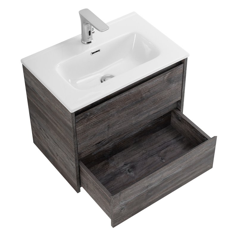 Тумба с раковиной подвесная BelBagno KRAFT 39 60 Cemento Grigio, раковина белая