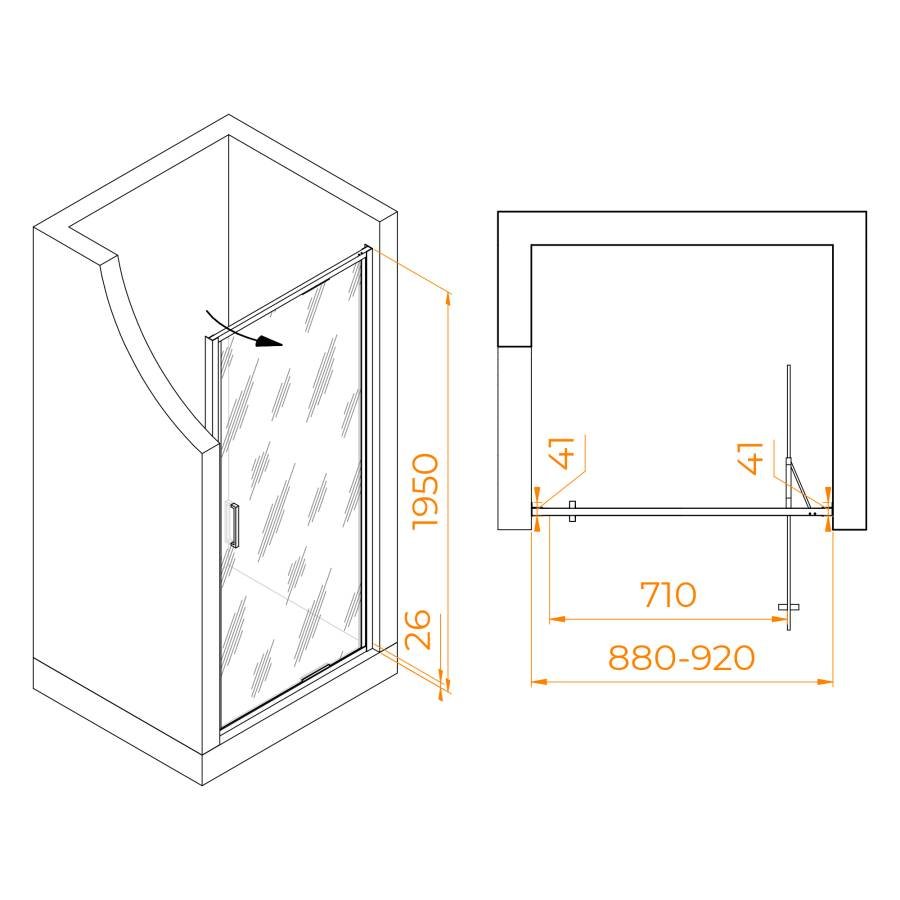 Душевая дверь  90*195 RGW SV-05-Gr Серый/Ribbed/8 мм (Easy)