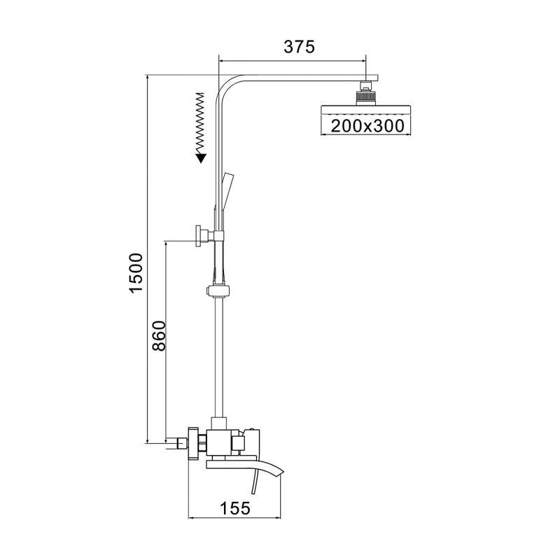 Душевая стойка со смесителем ROSE R15H R1556H
