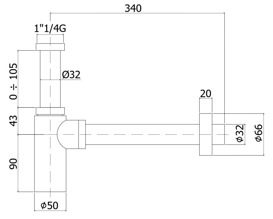 Сифон для раковины Paffoni Minimal ZACC240BO