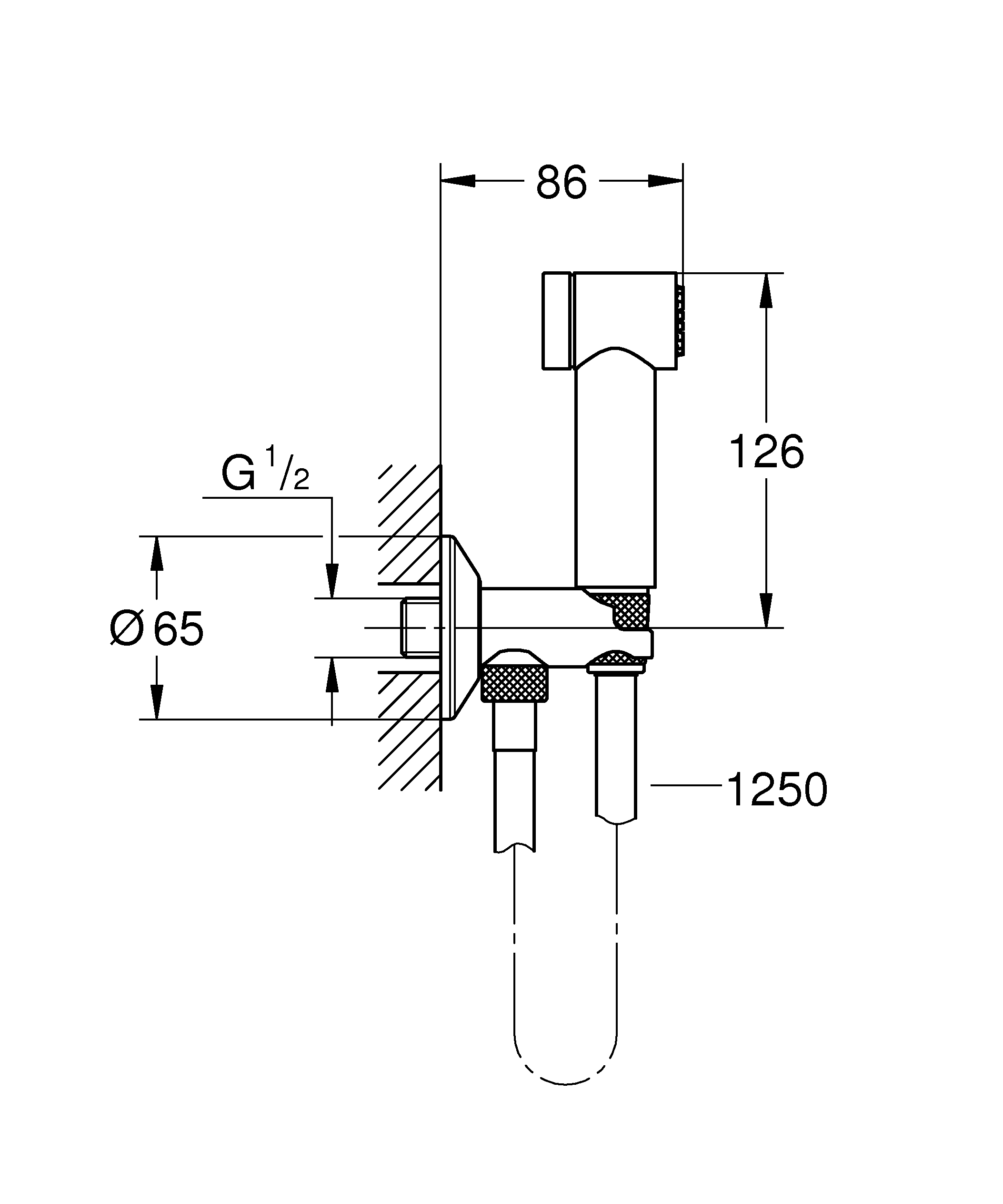 Гигиенический душ с угловым вентилем, 1 вид струи, GROHE Sena Trigger Spray 35, хром, (26332000)