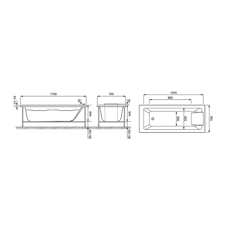 Акриловая ванна Jacob Delafon Sofa 170х70 E60518RU-00, шт