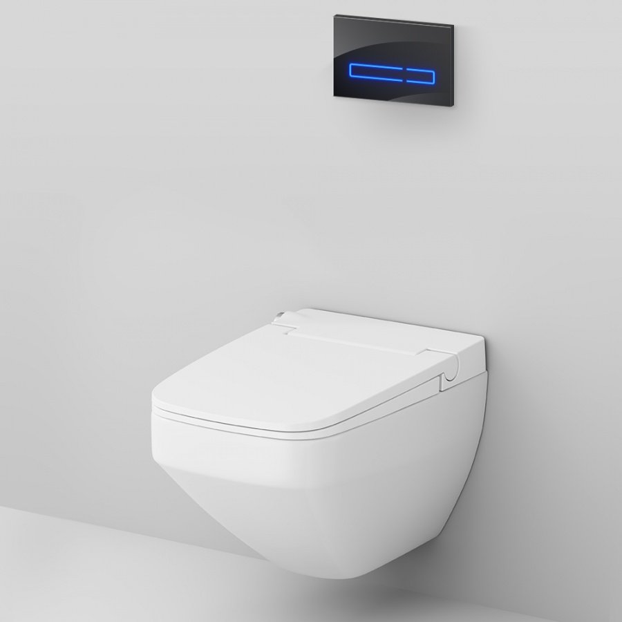 IS450A38.CCC50A Инст с клавишей Touchless Pro стекло, черн. с подвесным унитазом Inspire V2.0 FlashClean с эл биде