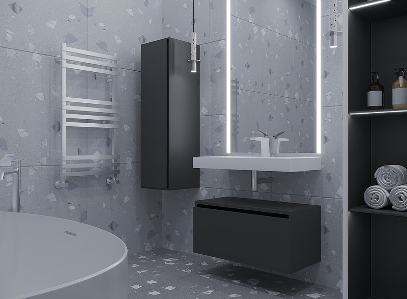 Ящик под столешницу 100см АНТРАЦИТ мат. VALLESSI UNO-S 897-100-A mat Boheme