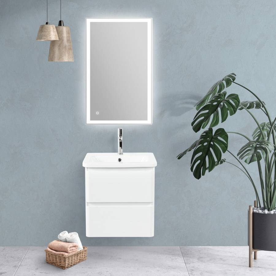 Тумба с раковиной подвесная  BelBagno ALBANO-CER 50 Rovere Nature Grigio, раковина белая