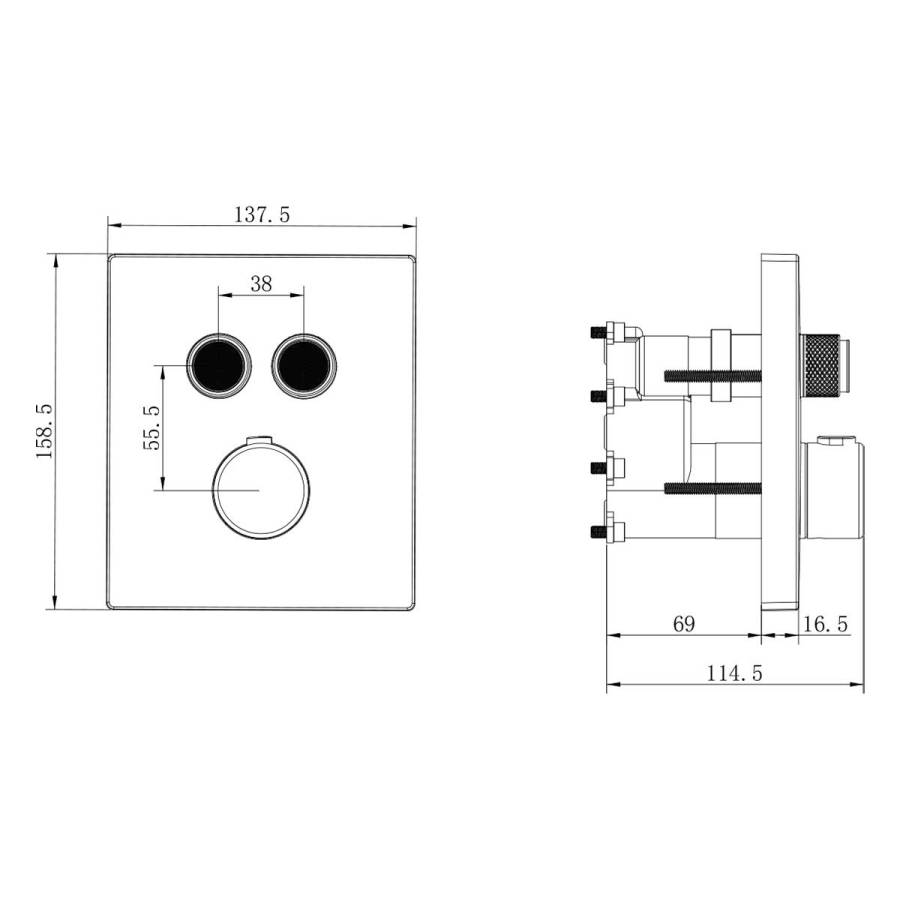 Душевой комплект Inspire VSFW-3I21MT3RCH встраиваемый, термостатический, двухрежимный, хром
