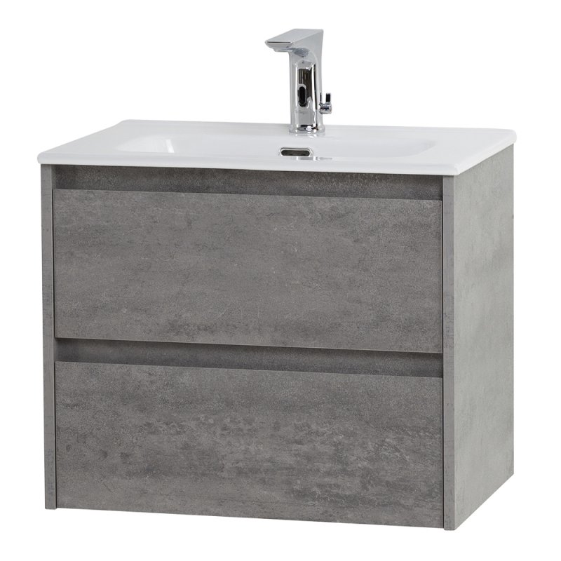 Тумба с раковиной подвесная BelBagno KRAFT 39 60 Cemento Grigio, раковина белая