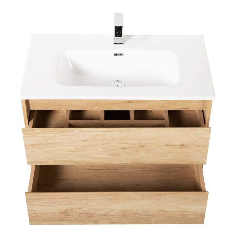Тумба с раковиной подвесная BelBagno KRAFT 80 Cemento Grigio, раковина белая