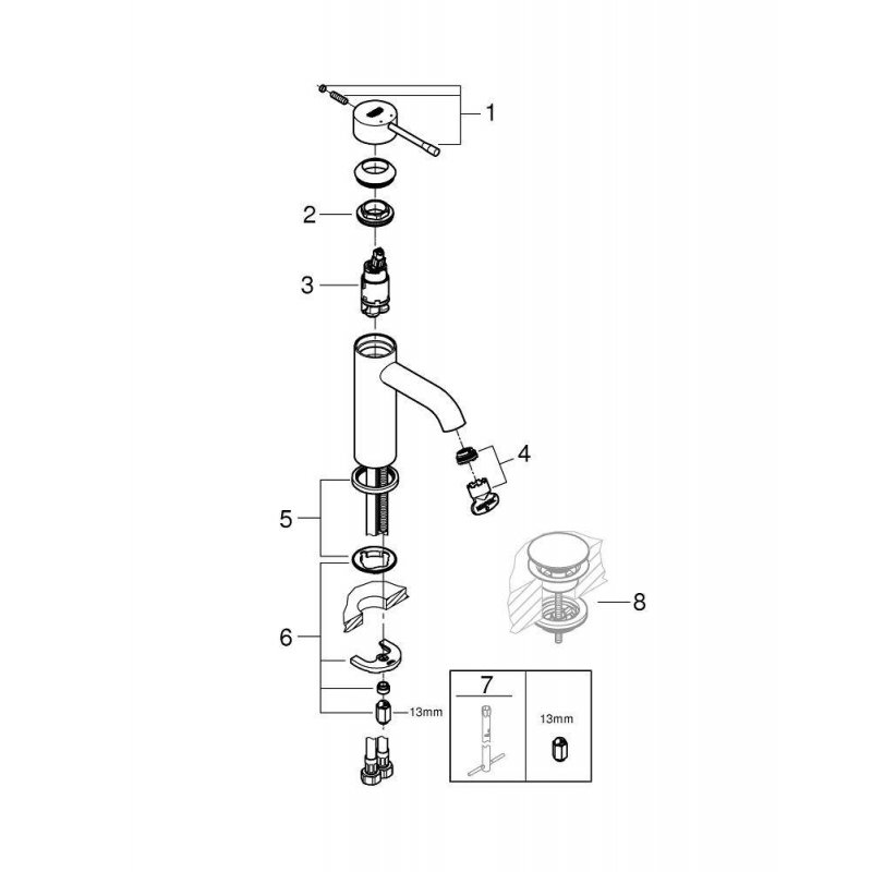 Смеситель для раковины Grohe Essence New 23590001 хром