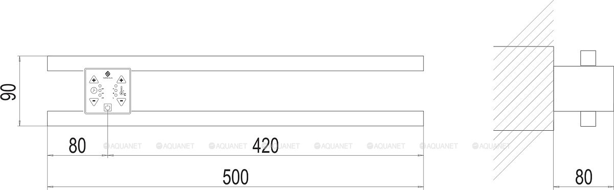Полотенцесушитель Terminus Полка Электро П2 ПРОФ 500х90