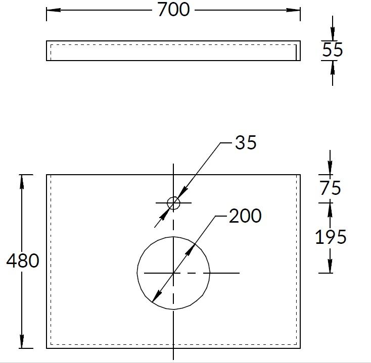 Столешница из керамогранита Про Чементо 70x48, синяя тёмная матовая, CN70.DD507320R