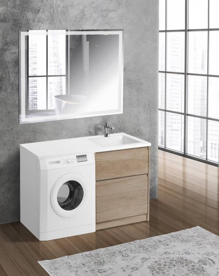Тумба с раковиной напольная BelBagno KRAFT-LVD-58/120-L Pino Pasadena, раковина белая